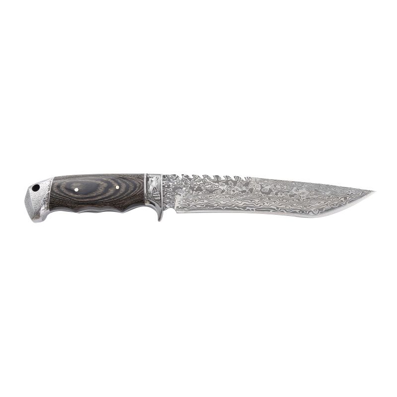 Xtreme | 12″ Damascus-Style Hunting Knife – Fixed Blade with Wood & Steel Handle (XTR-HKN090) Fixed Blade Knife Canadian Distributor