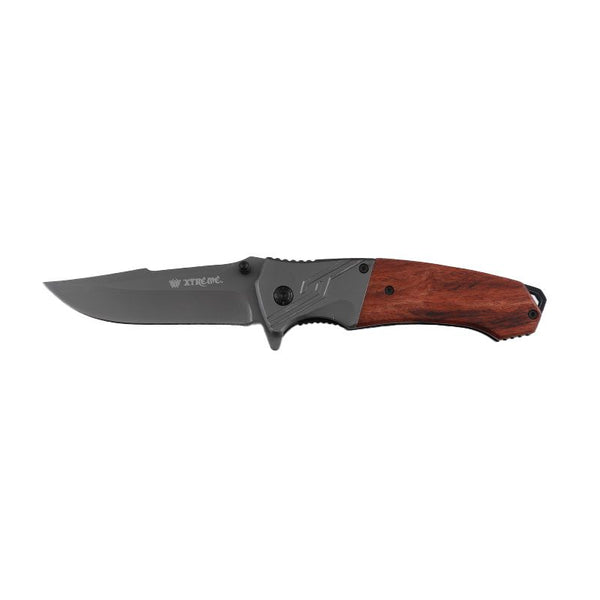 Xtreme | 8″ Pocket Knife – Folding Clip Point Blade with Stained Wood Handle & Pocket Clip (XTR-HKN129) Folding Knife Canadian Distributor