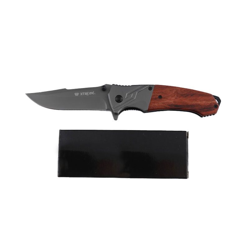 Xtreme | 8″ Pocket Knife – Folding Clip Point Blade with Stained Wood Handle & Pocket Clip (XTR-HKN129) Folding Knife Canadian Distributor