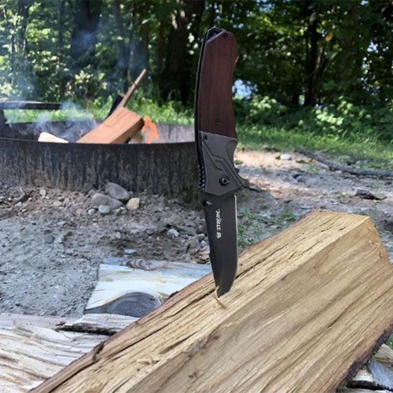 Xtreme | 8″ Pocket Knife – Folding Clip Point Blade with Stained Wood Handle & Pocket Clip (XTR-HKN129) Folding Knife Canadian Distributor