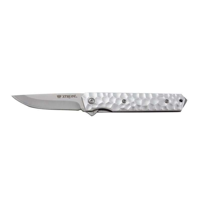Xtreme | 8.07″ Pocket Knife – Folding Drop Point Blade with Aluminum Handle & Glass Breaker (XTR-HKN131) Folding Knife Canadian Distributor Silver
