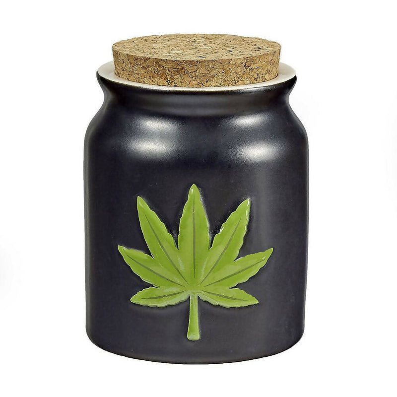 O GREEN LEAF STASH JAR - EMBOSSED LEAF