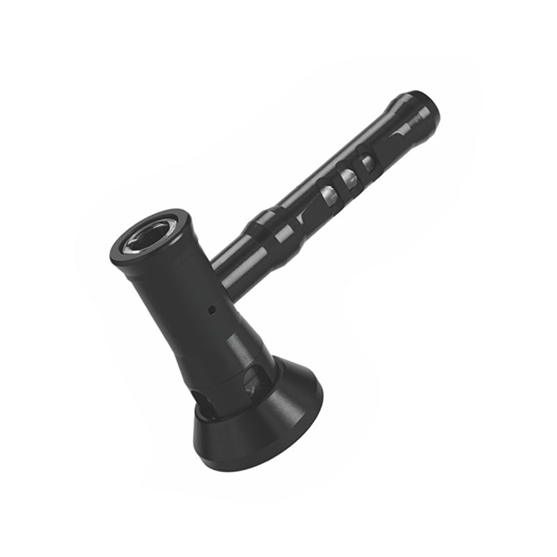 O 6" Pipe -Aluminum+Glass, Black Color Hammer Shape [YD1700]