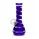 6" Spiral Stripe Mini Glass Beaker Bong – Assorted Colors Glass Bong Super Supplys Inc Dark Purple