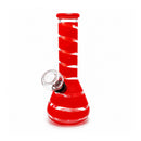 6" Spiral Stripe Mini Glass Beaker Bong – Assorted Colors Glass Bong Super Supplys Inc Red
