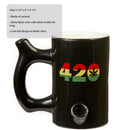 420 Mug - Black Mug with Rasta Colors Mug Pipe Roast and Toast Gifts
