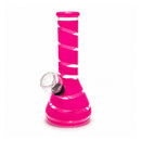 6" Spiral Stripe Mini Glass Beaker Bong – Assorted Colors Glass Bong Super Supplys Inc Pink