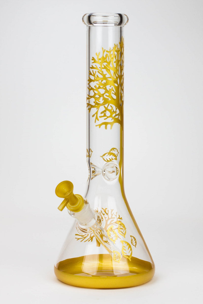15" Tree of Life classic beaker glass bong-Golden - One Wholesale
