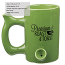 GREEN ROAST & TOAST PIPE MUG WITH BLACK PRINT Mug Pipe Roast and Toast Gifts