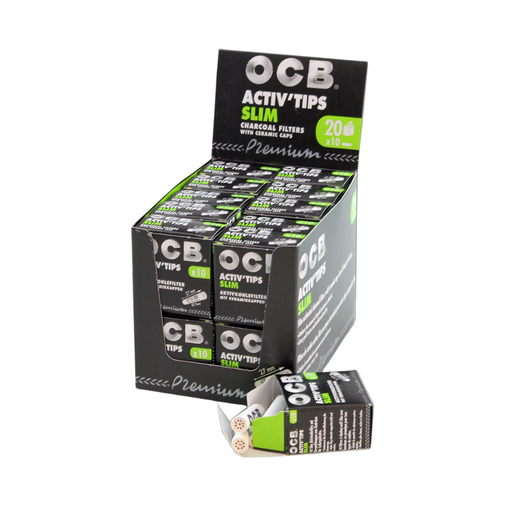 OCB Activ Tips Slim Activated Charcoal Filters - 20ct