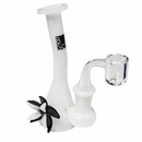 BoroSci | 5.5" Bent Neck Flower Mini Beaker with Banger Glass Rig Glass Rig Maq Distributors Black
