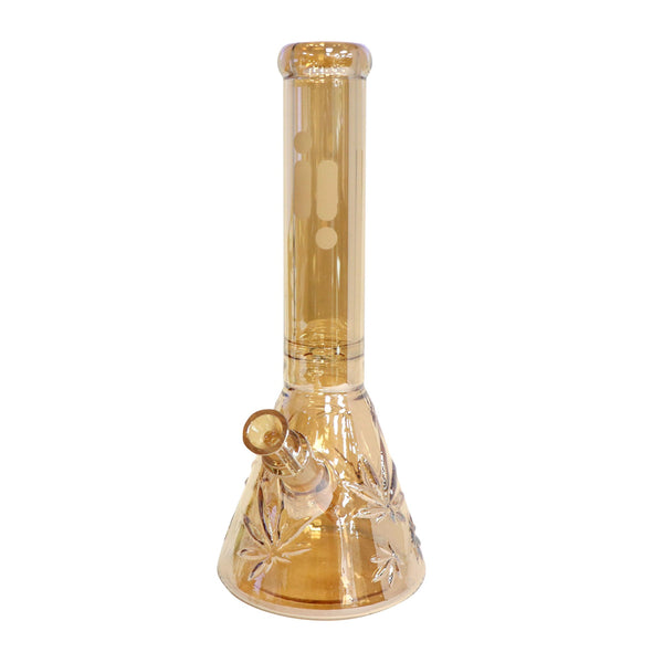 14" Water Pipe with Chrome Embossed Leaf Design Ice Catcher and Tornado Perc