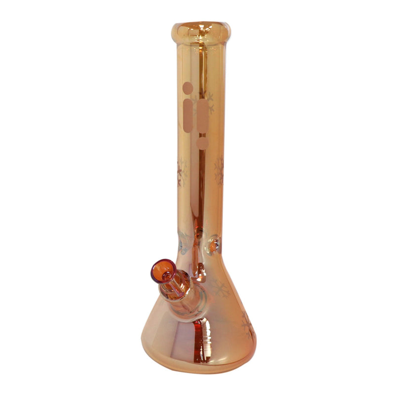 14" Infyniti Brand Water Pipe with Beaker Base Chrome Finish with Snowflake Design