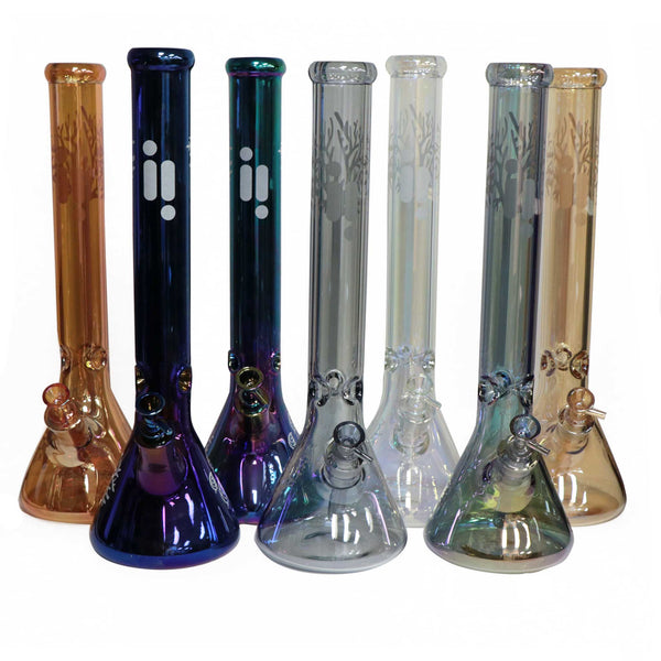 18" Water Pipe with Beaker Base - TREE OF LIFE