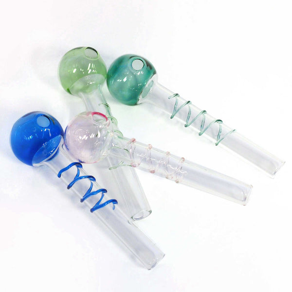 4" Oil Pipe Colored Orb and Swirl Patterned Stem