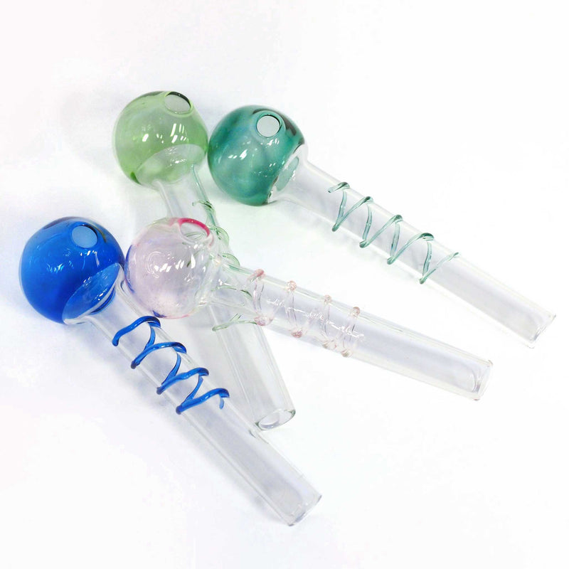 4" Oil Pipe Colored Orb and Swirl Patterned Stem