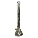 24" Water Pipe with Beaker Base Chrome Finish with Leaf Design