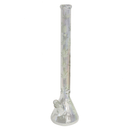 24" Water Pipe with Beaker Base Chrome Finish with Leaf Design