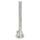 24" Water Pipe with Beaker Base Chrome Finish with Leaf Design