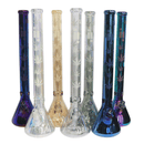24" Water Pipe with Beaker Base Chrome Finish with Leaf Design
