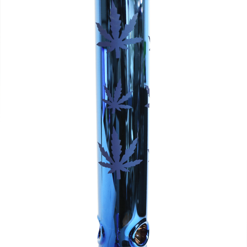 24" Water Pipe with Beaker Base Chrome Finish with Leaf Design