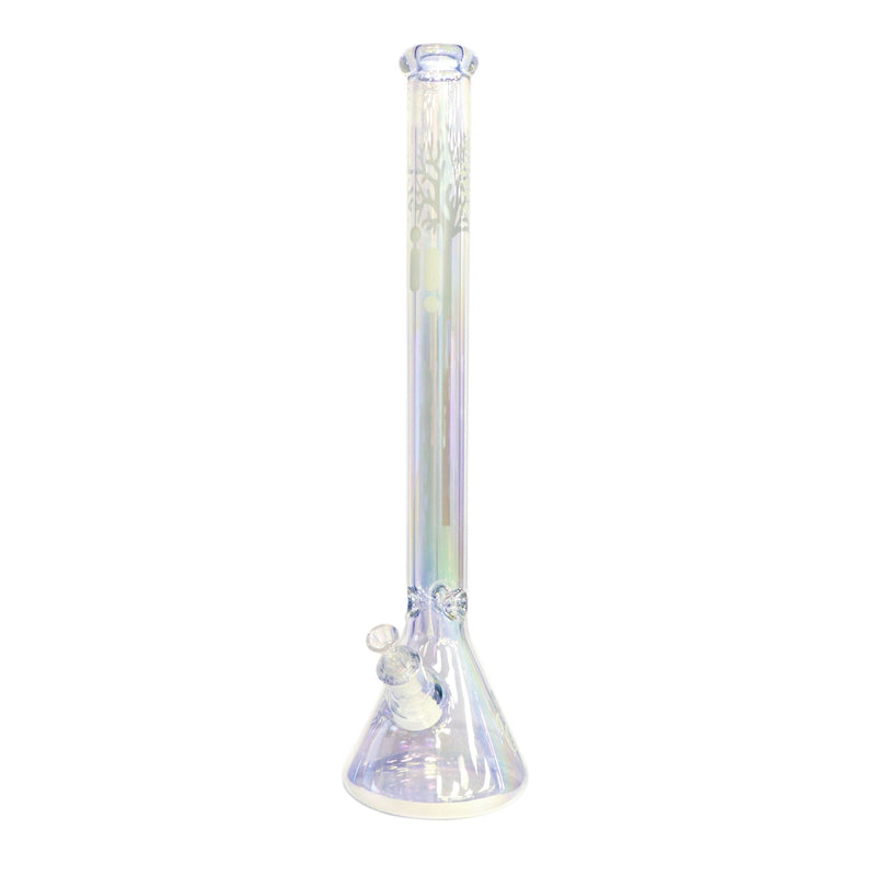 24' Water Pipe with Beaker Base Chrome Finish with Tree Design