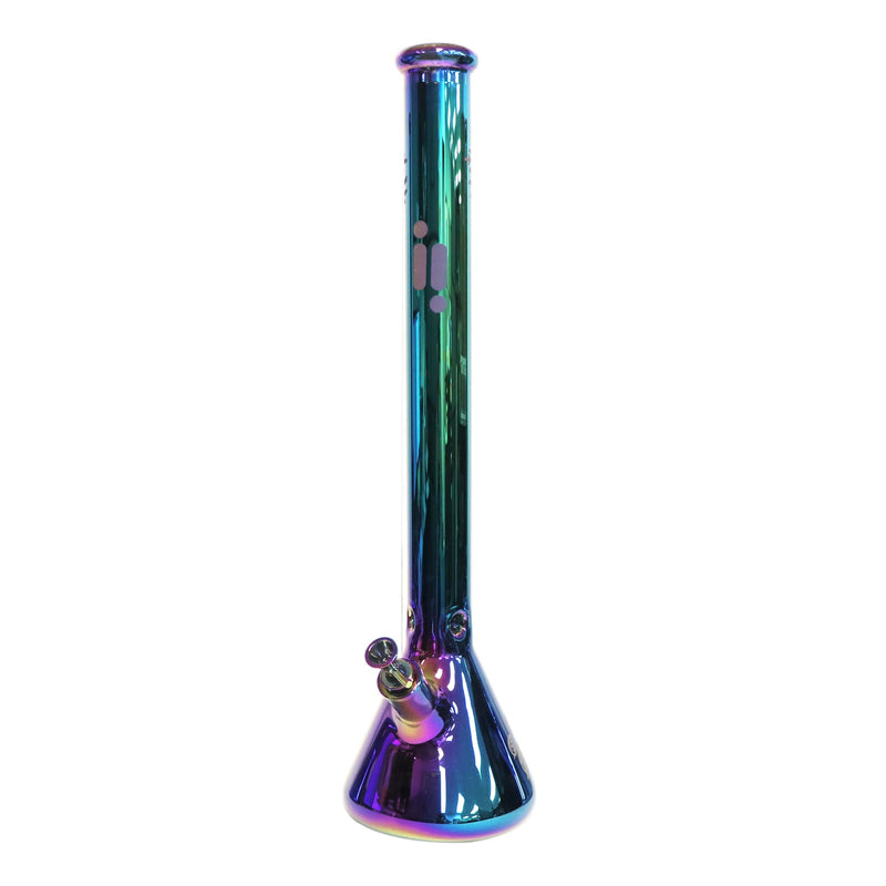 24' Water Pipe with Beaker Base Chrome Finish with Tree Design