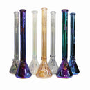 24' Water Pipe with Beaker Base Chrome Finish with Tree Design