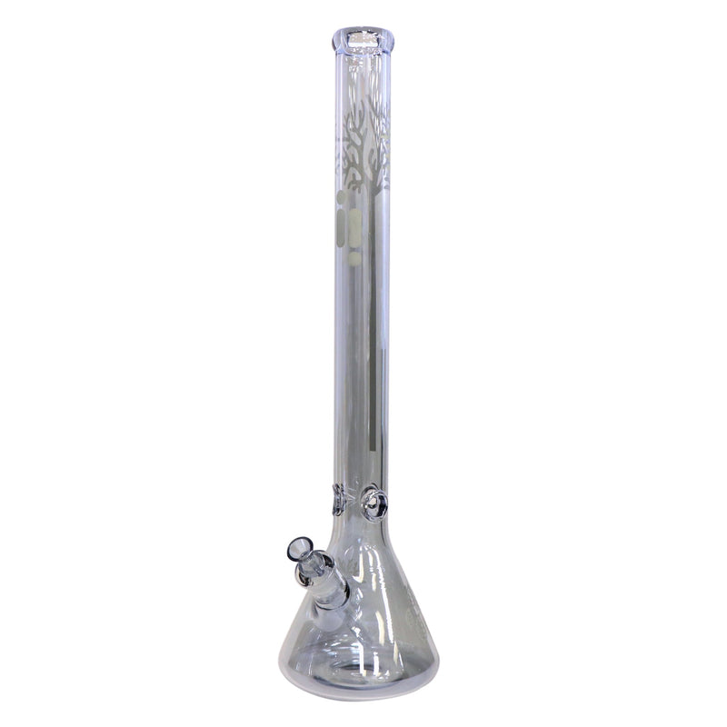 24' Water Pipe with Beaker Base Chrome Finish with Tree Design