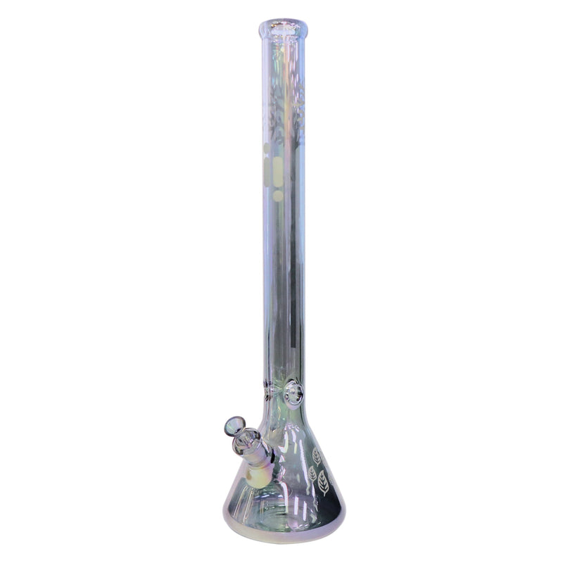 24' Water Pipe with Beaker Base Chrome Finish with Tree Design