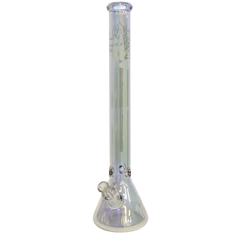 24' Water Pipe with Beaker Base Chrome Finish with Tree Design