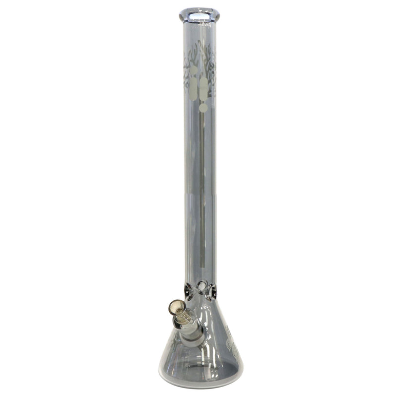 24' Water Pipe with Beaker Base Chrome Finish with Tree Design