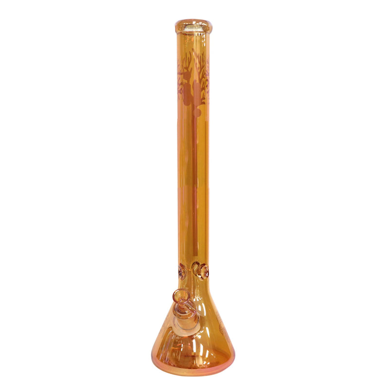 24' Water Pipe with Beaker Base Chrome Finish with Tree Design