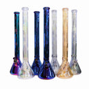 24" Water Pipe with Beaker Base Chrome Finish with Snowflake Design