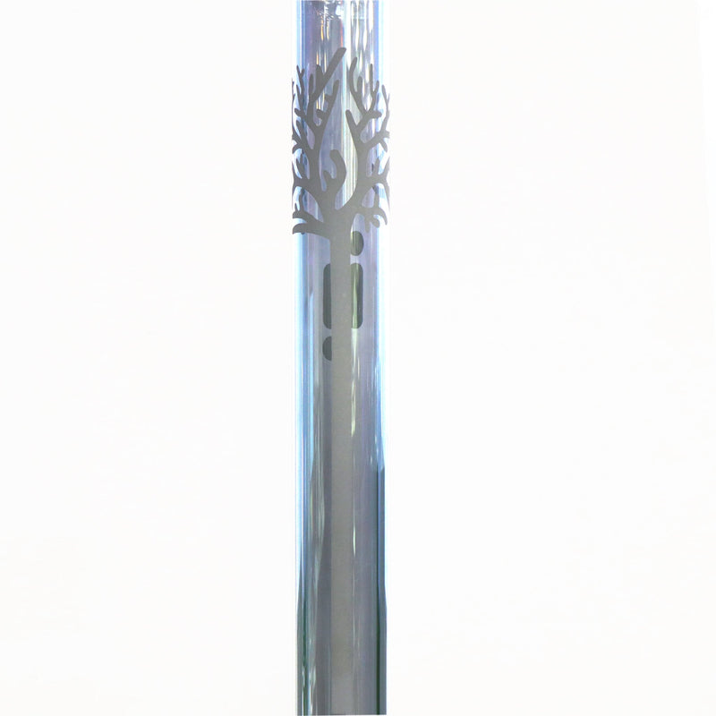 24' Water Pipe with Beaker Base Chrome Finish with Tree Design