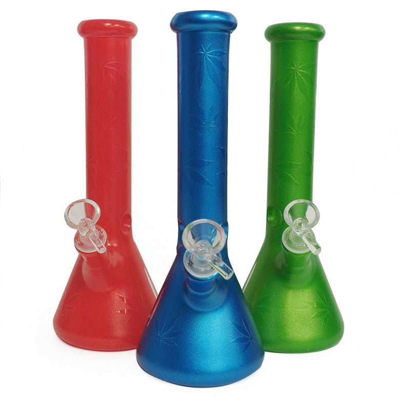 10" Water Pipe Metallic Embossed Leaves with Ice Catcher