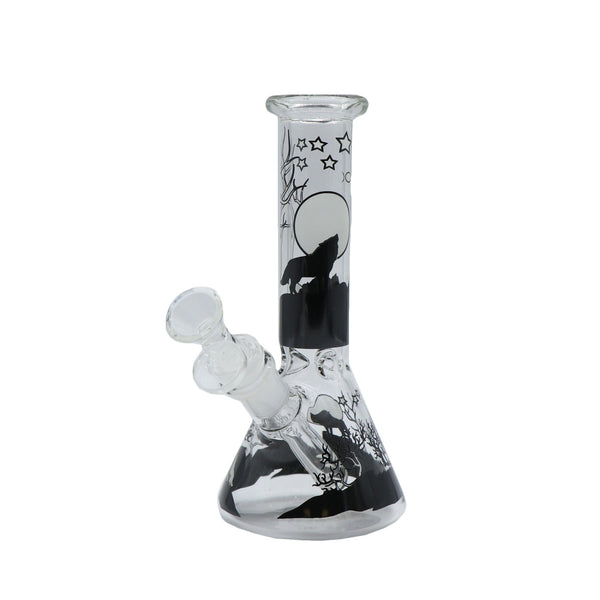 7.5" Water Pipe Glow in the Dark Wolf Design