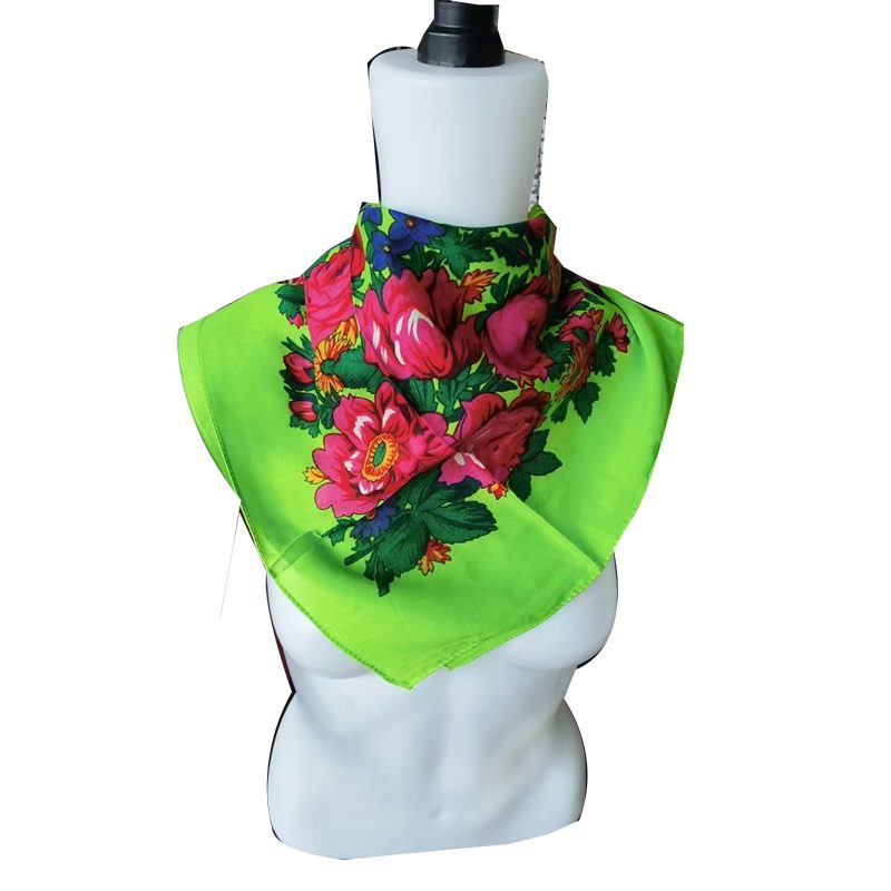 Metallic Kokum Floral Scarf Pack of 10 Scarf Canadian Distributor 45″ x 45″ Neon Green