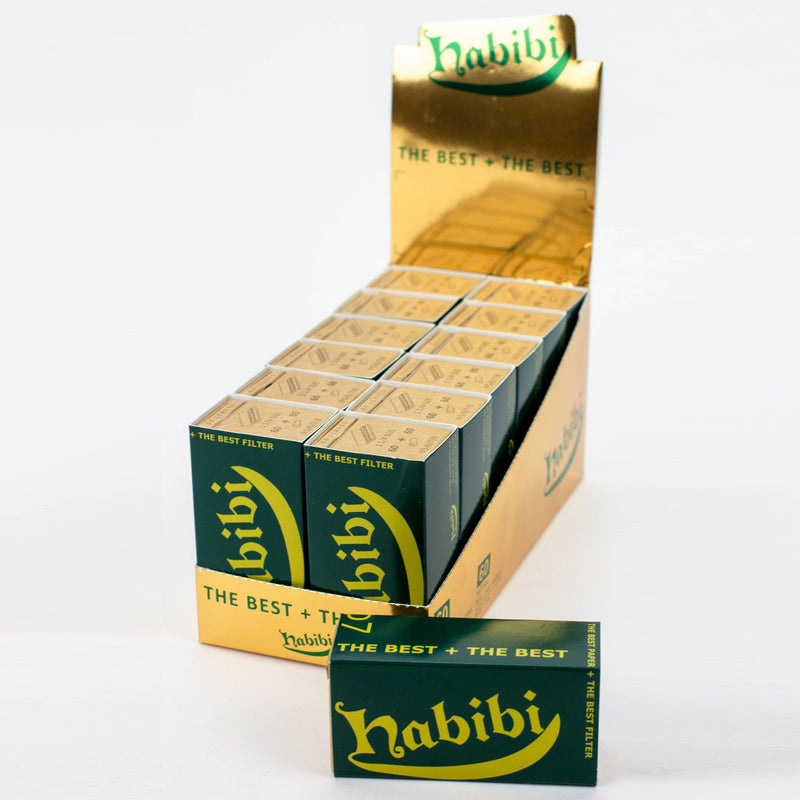 O [Special Offer] Habibi - 1 1/4 rolling paper with pre-rolled tips Box of 12 + Tips box of 50