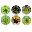 Glass Round Ashtray - Weed Print