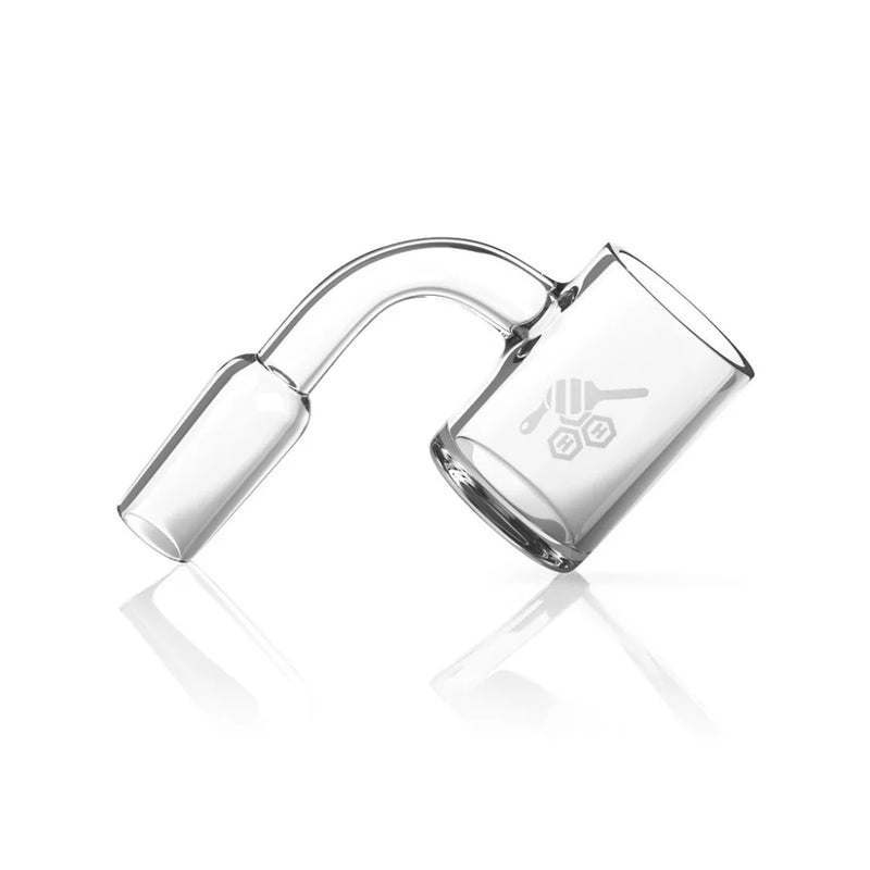 Honeybee Herb | 14mm Male Clear Bucket Quartz Banger – 90° White Line Bowl · Banger · Oil Burner Honeybee Herb 14 mm Male