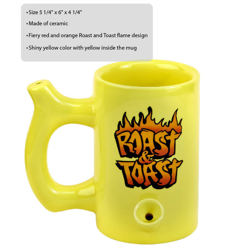 O YELLOW ROAST & TOAST PIPE MUG WITH FLAME DESIGN