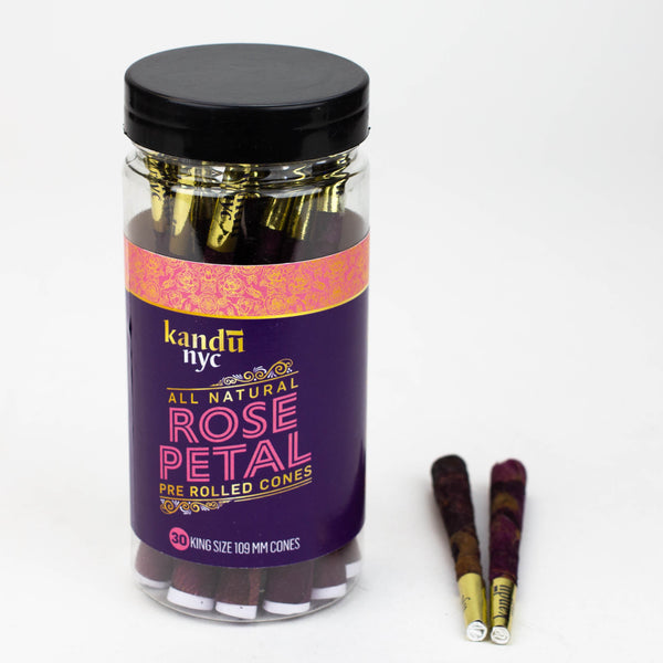 O Kandu NYC All natural Rose Petal Pre-rolled Cones 109mm, Display Jar of 30 Count