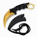 ALPHASTEEL Hunting Knife - Karambit Fixed Blade Knife JJ Distribution Gold