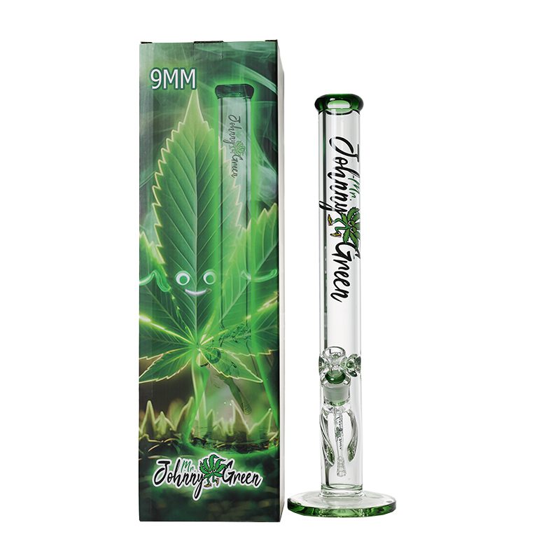 Johnny Green | 24″ 9mm Straight Tube with Grid Percolator Slide – Green (MJG-015) Glass Bong Canadian Distributor