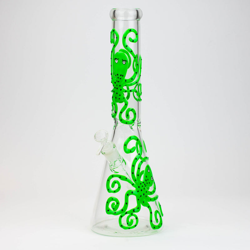 O 15.5" Glow in the dark beaker glass water bong [AK082]