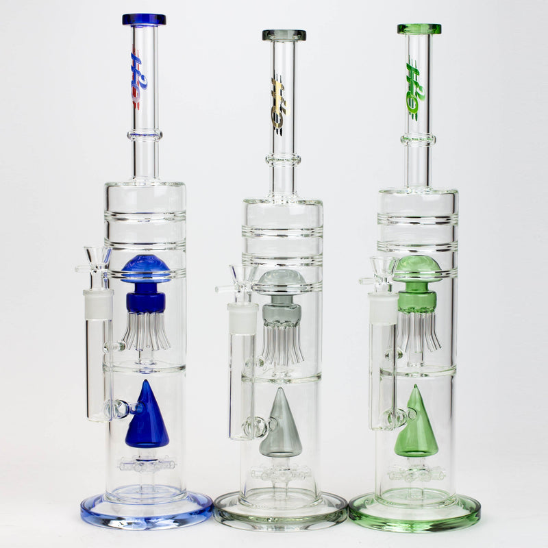 O 17" H2O dual diffuser glass water bong [H2O-5002]