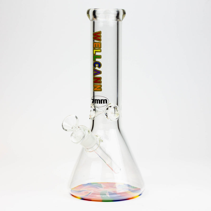 O 12" WellCann beaker 7 mm glass water bong with Colour Bottom