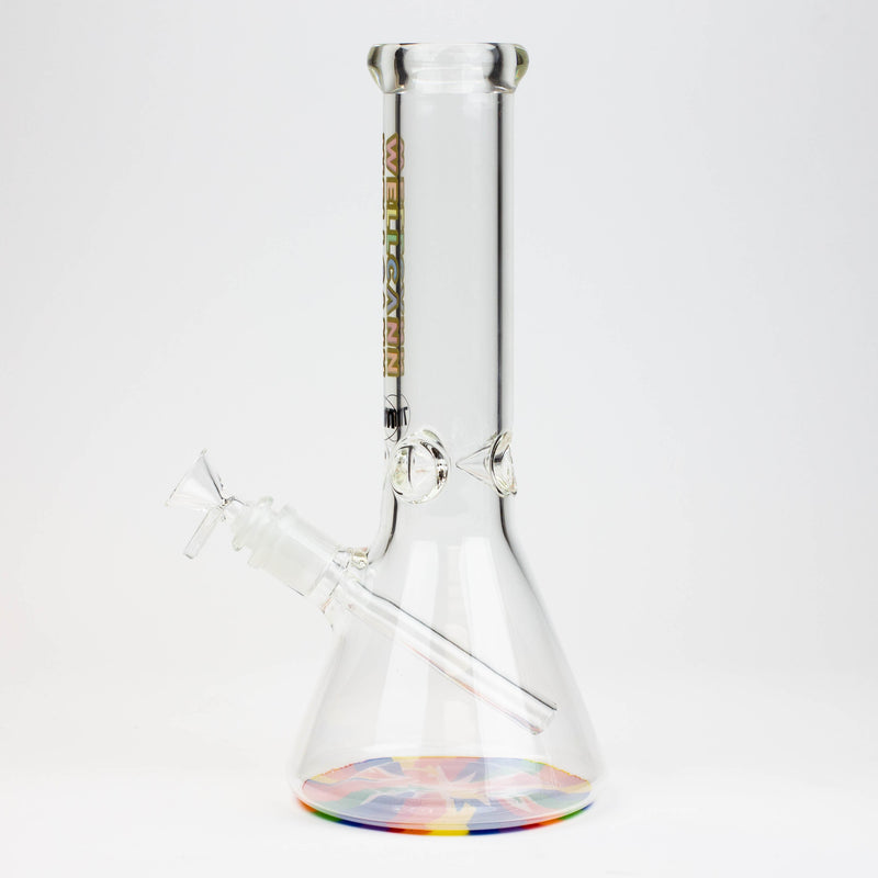 O 12" WellCann beaker 7 mm glass water bong with Colour Bottom