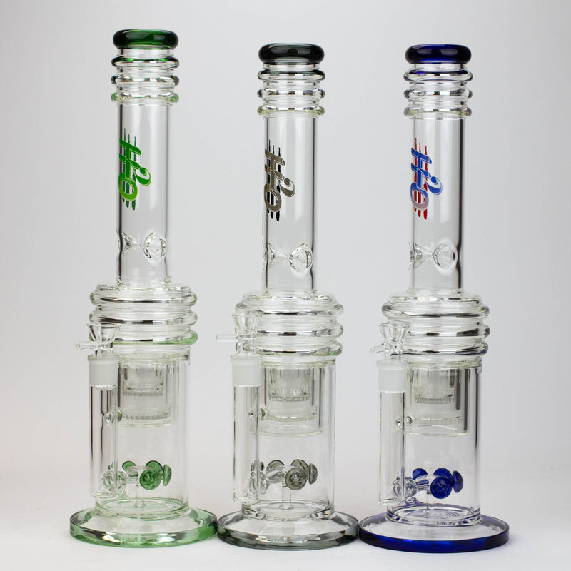 O 17" H2O glass water bong with double layer honeycomb [H2O-5005]